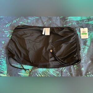 Calvin Klein Black with ruched side-tie swim skirt bottom. Size L. NWT